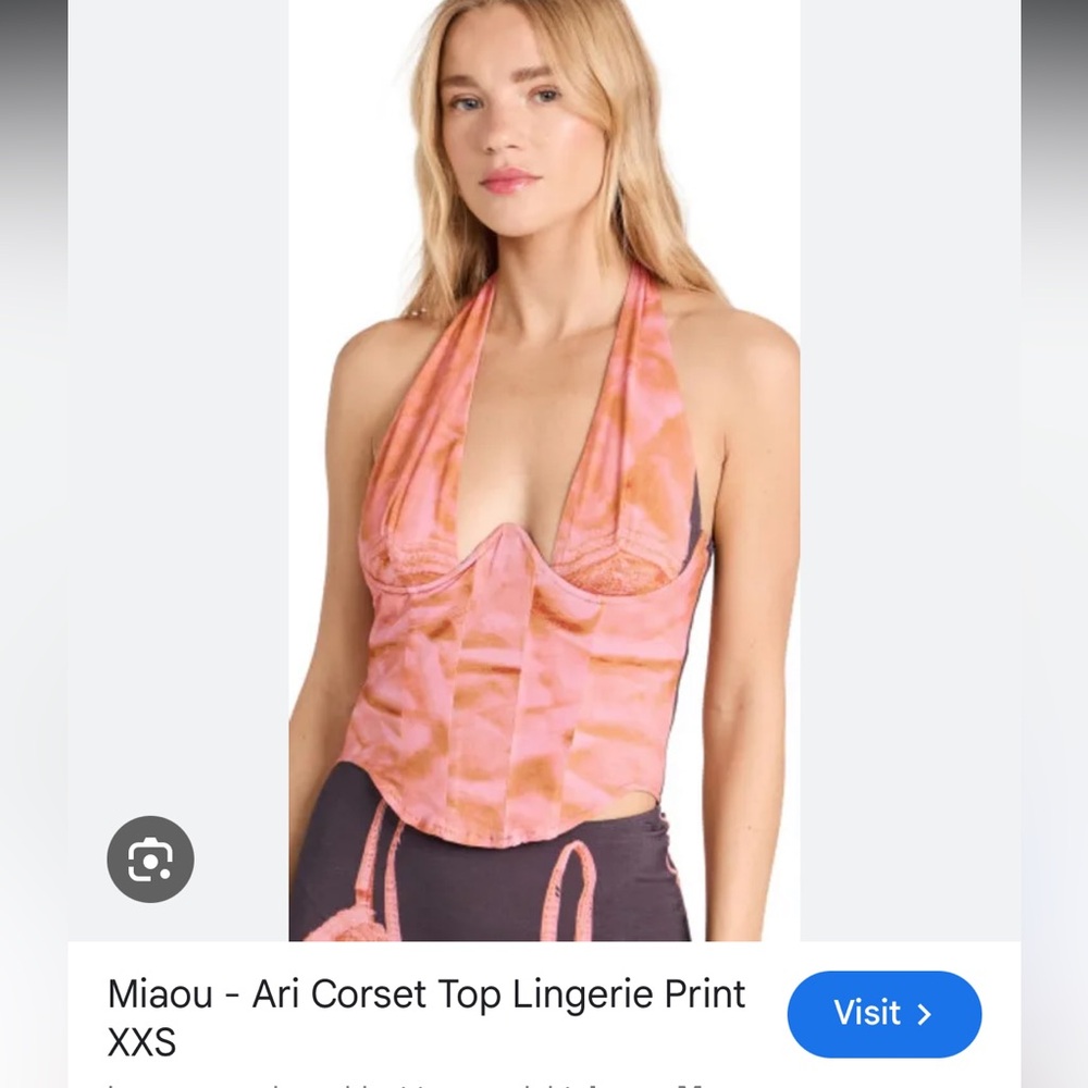 Miaou Pink and Orange Halter Corset Top